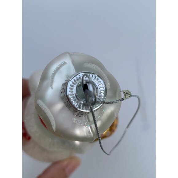 William Sonoma Blown Glass Snowman Chef Ornament Silver & Red 5" - Picture 4 of 7